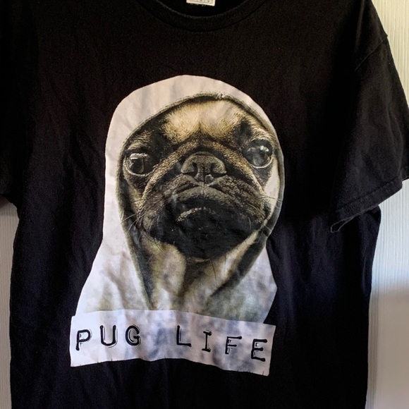 Gildan Black 'Pug Life' Dog T-Shirt - Picture 1 of 7
